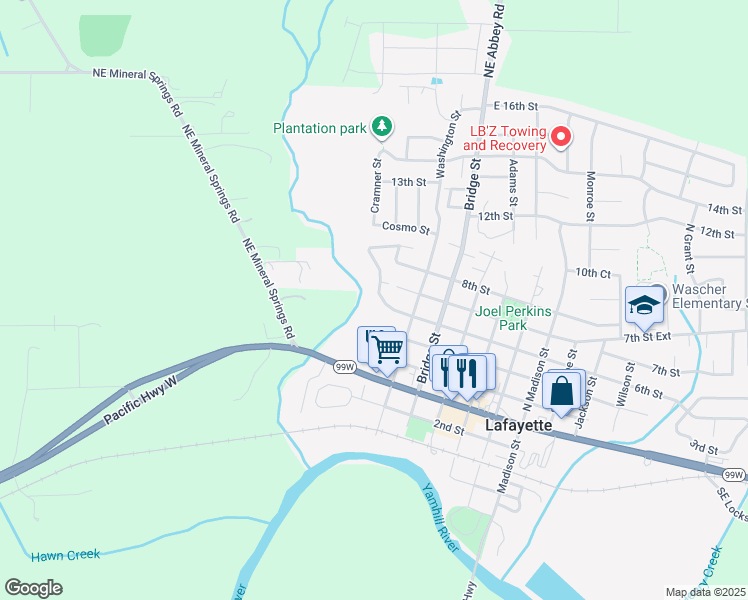 map of restaurants, bars, coffee shops, grocery stores, and more near 287 Canyon View Drive in Lafayette