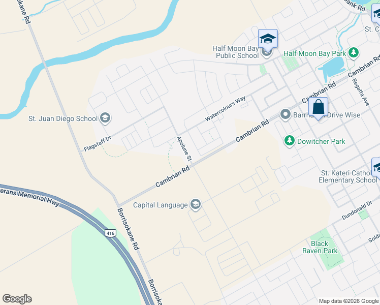 map of restaurants, bars, coffee shops, grocery stores, and more near 1131 Apolune Street in Ottawa