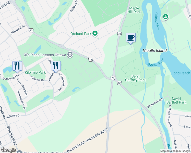 map of restaurants, bars, coffee shops, grocery stores, and more near 646 Fenwick Way in Ottawa