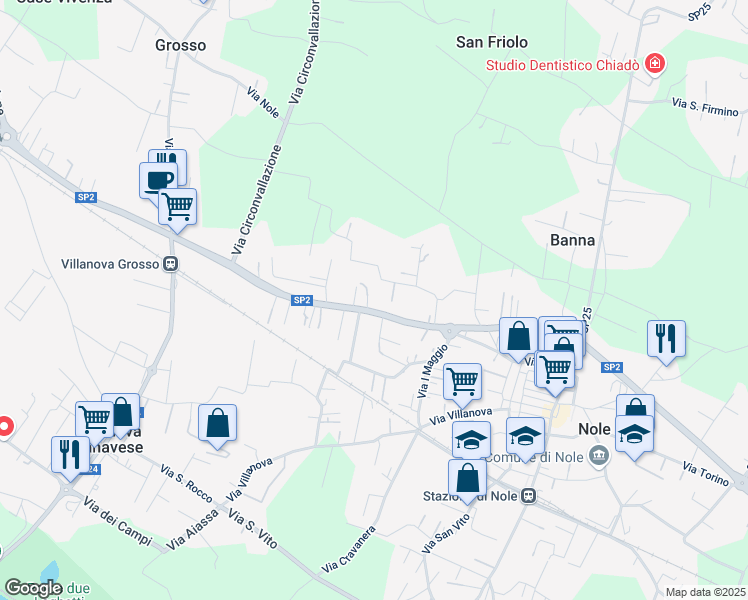map of restaurants, bars, coffee shops, grocery stores, and more near 180 Via Torino in Nole