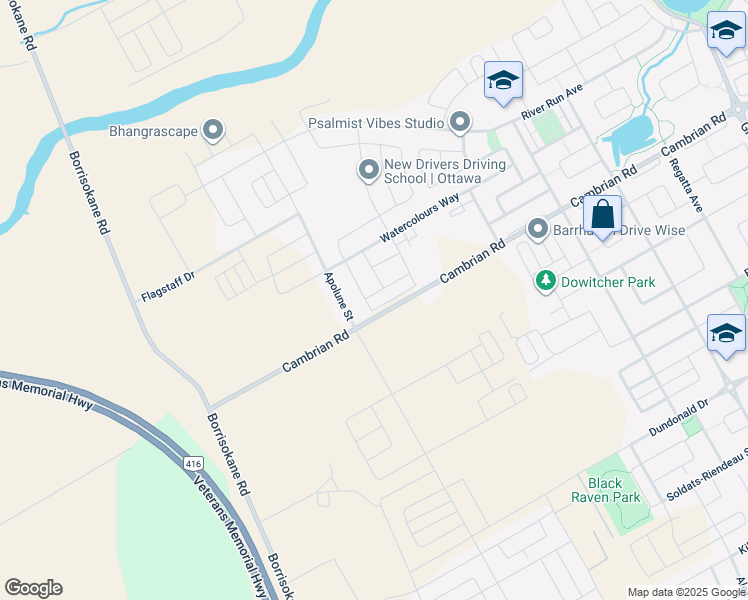 map of restaurants, bars, coffee shops, grocery stores, and more near in Nepean