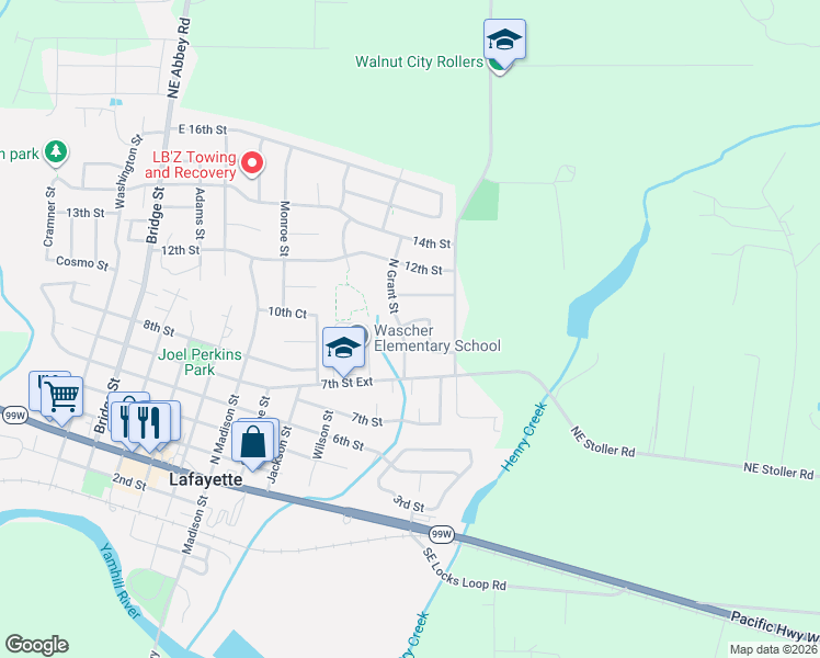 map of restaurants, bars, coffee shops, grocery stores, and more near 1001 9th Street in Lafayette