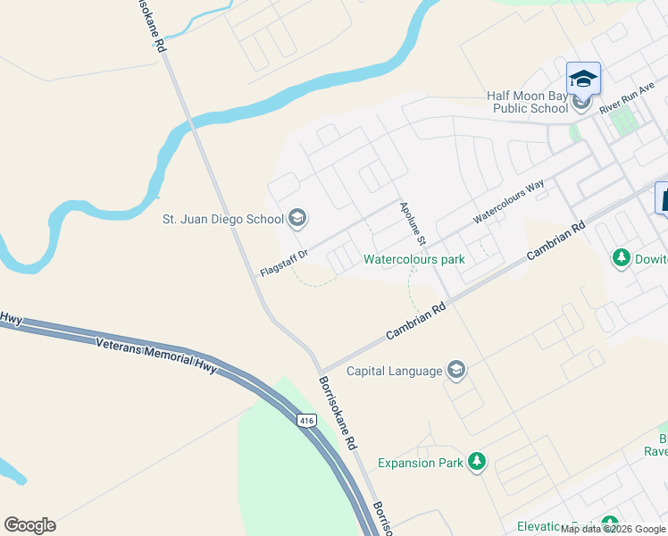 map of restaurants, bars, coffee shops, grocery stores, and more near 347 Parallax Private in Ottawa