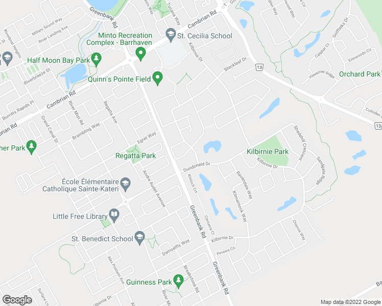 map of restaurants, bars, coffee shops, grocery stores, and more near 875 Kennacraig Private in Ottawa
