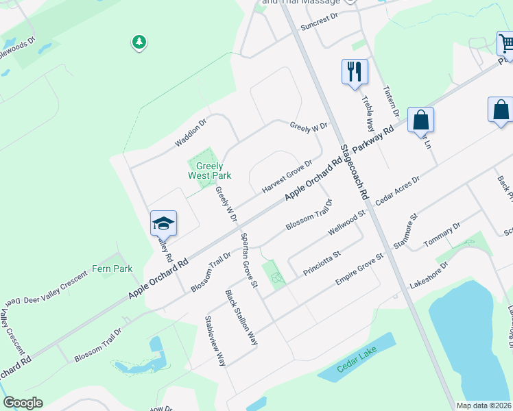 map of restaurants, bars, coffee shops, grocery stores, and more near 6494 Harvest Grove Drive in Ottawa