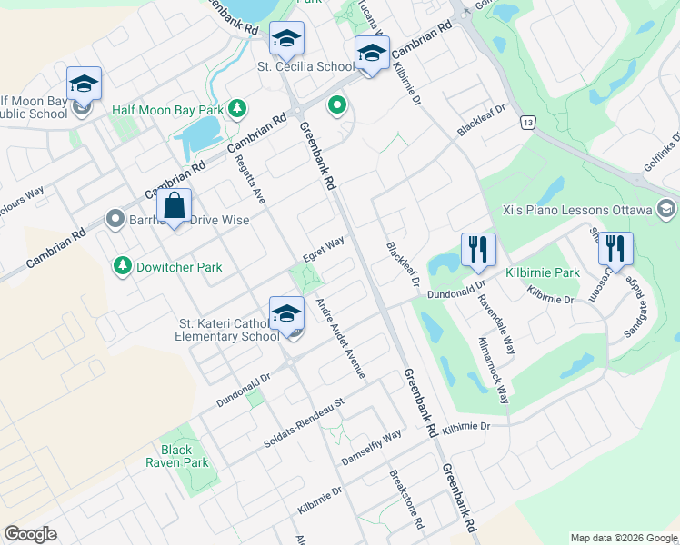 map of restaurants, bars, coffee shops, grocery stores, and more near in Ottawa