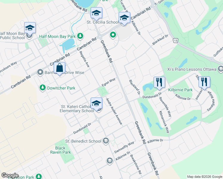 map of restaurants, bars, coffee shops, grocery stores, and more near in Ottawa