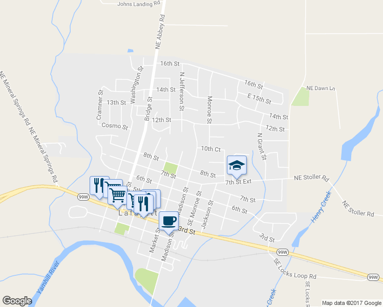 map of restaurants, bars, coffee shops, grocery stores, and more near 903 North Madison Street in Lafayette