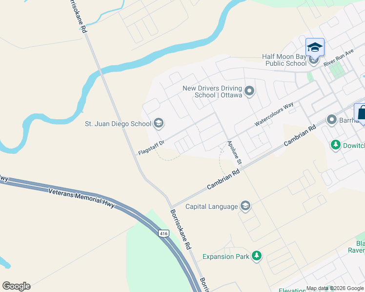 map of restaurants, bars, coffee shops, grocery stores, and more near 711 Hydrus Private in Ottawa