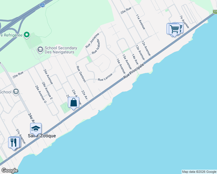 map of restaurants, bars, coffee shops, grocery stores, and more near 770 Rue Principale in Saint-Zotique