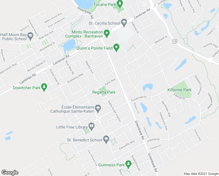 map of restaurants, bars, coffee shops, grocery stores, and more near 378 Sweet Grass Circle in Ottawa