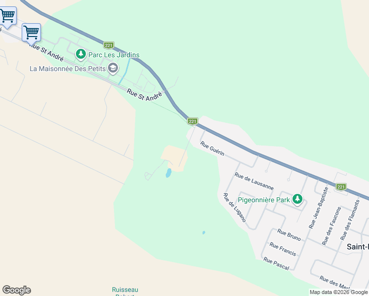map of restaurants, bars, coffee shops, grocery stores, and more near 1903 Chemin du Golf in Saint-Rã©Mi