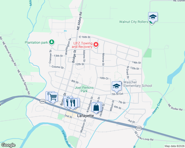 map of restaurants, bars, coffee shops, grocery stores, and more near 1002 Market Street in Lafayette