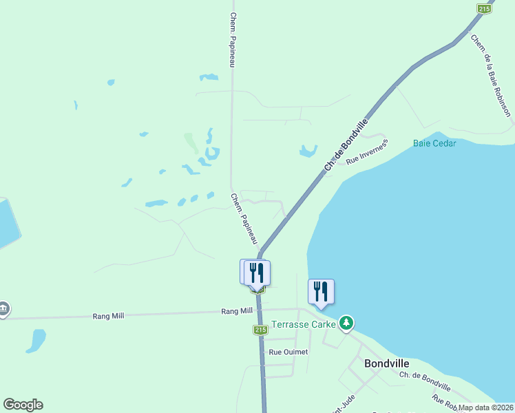 map of restaurants, bars, coffee shops, grocery stores, and more near 19 Terrasse des Boisés in Lac-Brome