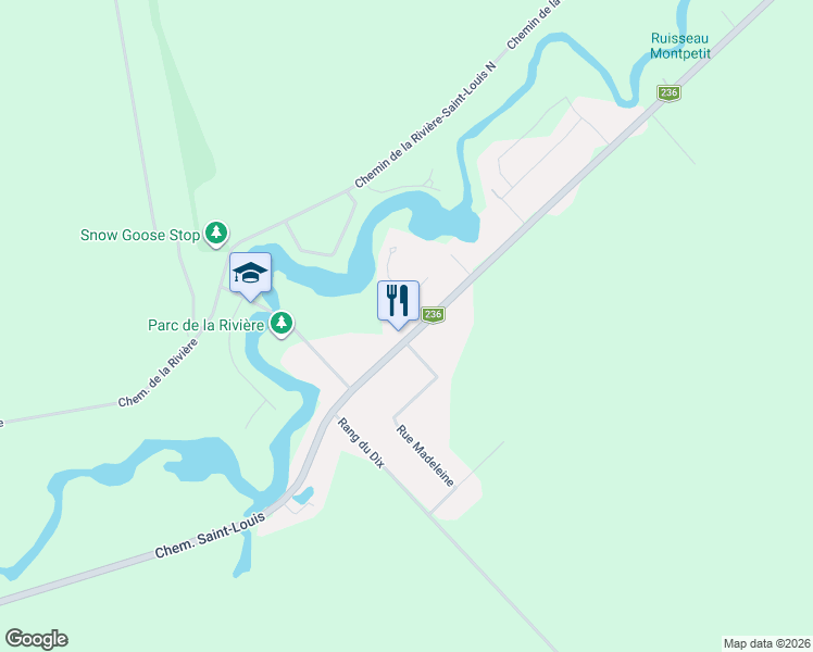map of restaurants, bars, coffee shops, grocery stores, and more near 396 Chemin Saint-Louis in Saint-Étienne-de-Beauharnois