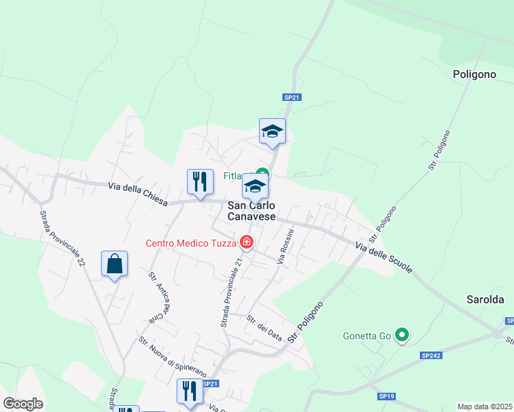 map of restaurants, bars, coffee shops, grocery stores, and more near 7 Strada Provinciale 21 in San Carlo Canavese