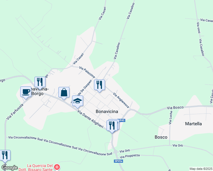 map of restaurants, bars, coffee shops, grocery stores, and more near 17A Via Angiaresca in Bonavicina