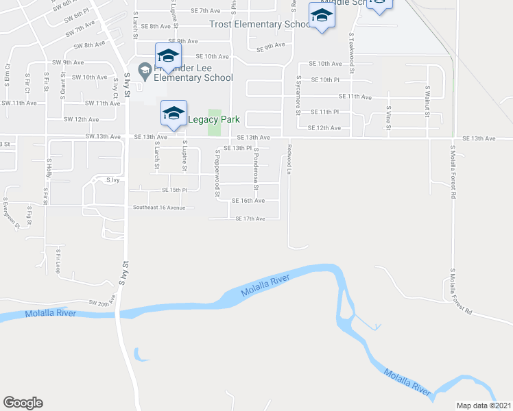 map of restaurants, bars, coffee shops, grocery stores, and more near 1303 SE 16th Ave in Canby