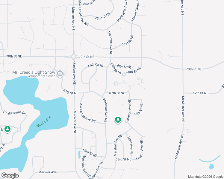 map of restaurants, bars, coffee shops, grocery stores, and more near 12254 67th Street Northeast in Elk River