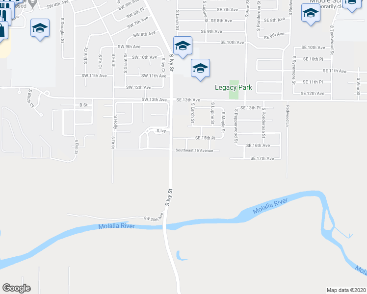 map of restaurants, bars, coffee shops, grocery stores, and more near 172 Southeast 16th Avenue in Canby