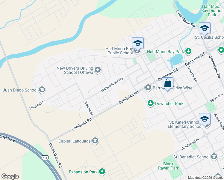 map of restaurants, bars, coffee shops, grocery stores, and more near 284 Zenith Private in Ottawa