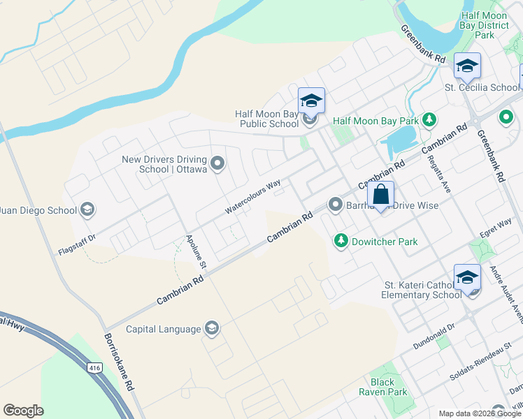 map of restaurants, bars, coffee shops, grocery stores, and more near 294 Zenith Private in Ottawa
