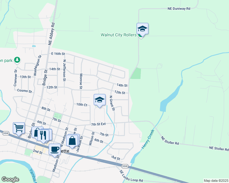 map of restaurants, bars, coffee shops, grocery stores, and more near 1012 12th St in Lafayette