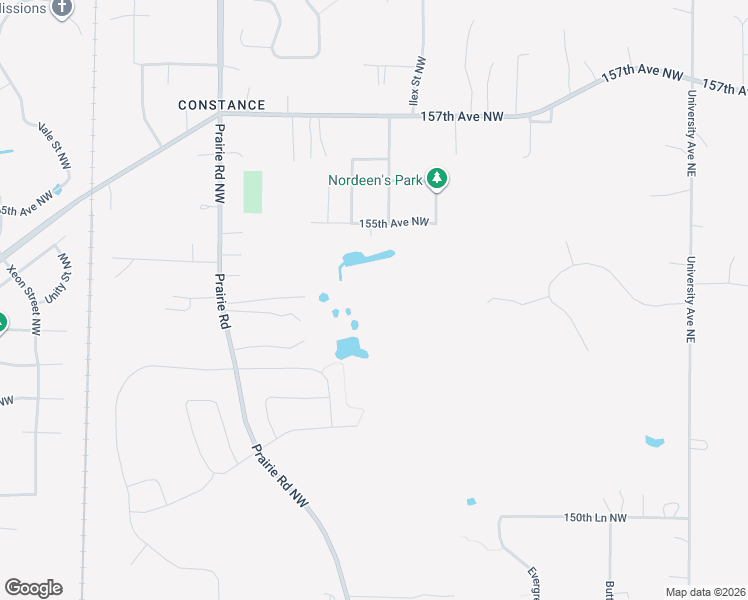 map of restaurants, bars, coffee shops, grocery stores, and more near 15357 Prairie Road in Andover