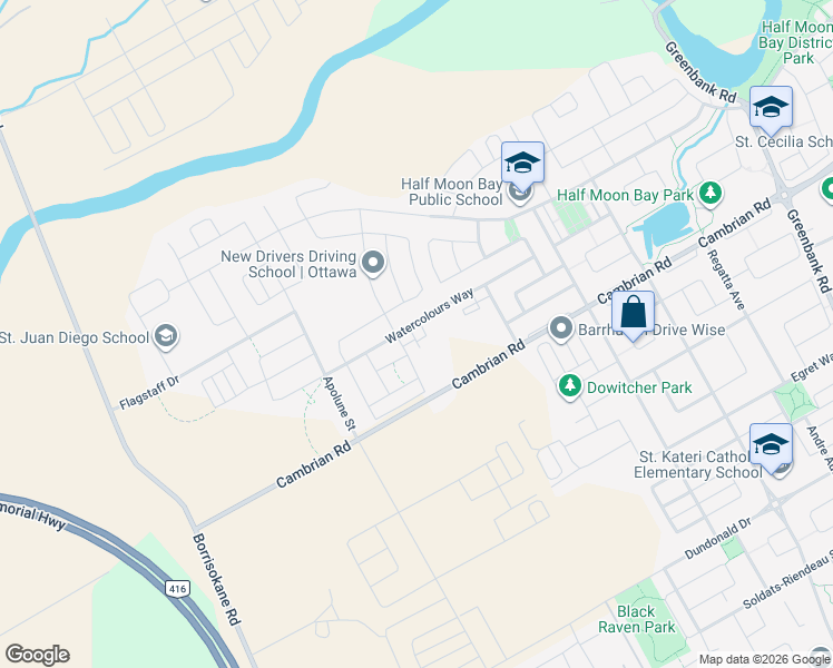 map of restaurants, bars, coffee shops, grocery stores, and more near K2J6N3 in Ottawa