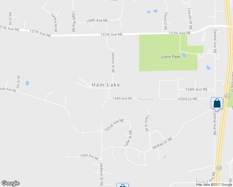 map of restaurants, bars, coffee shops, grocery stores, and more near 855 154th Avenue Northeast in Ham Lake