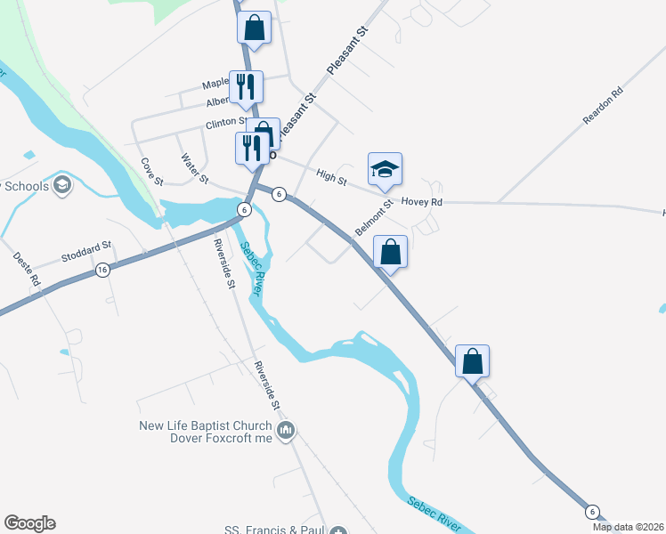 map of restaurants, bars, coffee shops, grocery stores, and more near 14 Charles Street in Milo