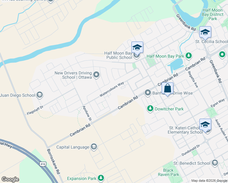 map of restaurants, bars, coffee shops, grocery stores, and more near 279 Zenith Private in Ottawa