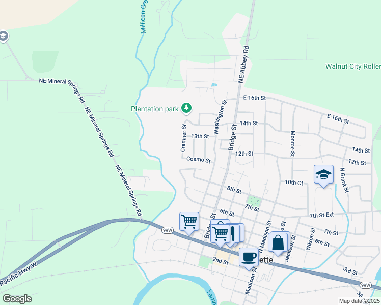 map of restaurants, bars, coffee shops, grocery stores, and more near 1175 Crystal Lane in Lafayette