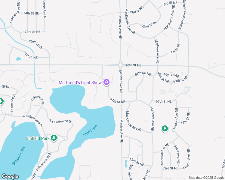 map of restaurants, bars, coffee shops, grocery stores, and more near 6808 67th Street Northeast in Albertville