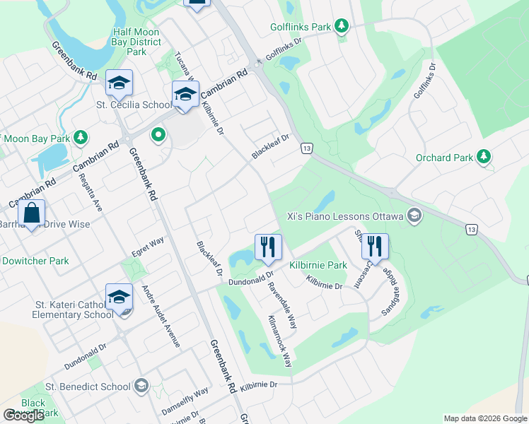 map of restaurants, bars, coffee shops, grocery stores, and more near in Ottawa