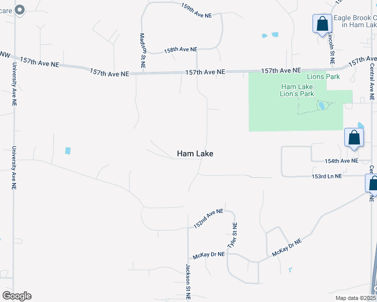 map of restaurants, bars, coffee shops, grocery stores, and more near 15428 Jackson Street Northeast in Ham Lake