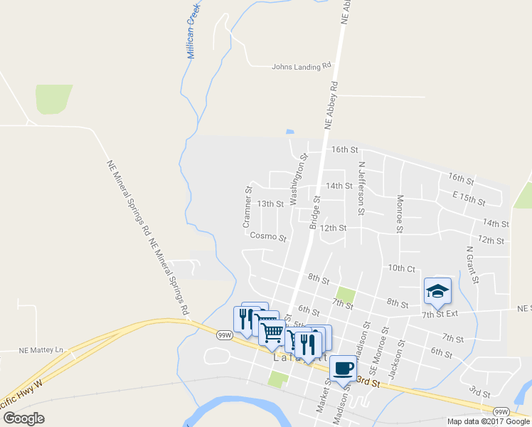 map of restaurants, bars, coffee shops, grocery stores, and more near 1254 Crystal Lane in Lafayette