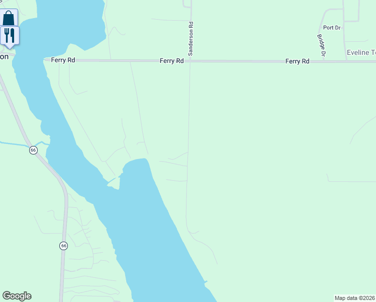 map of restaurants, bars, coffee shops, grocery stores, and more near 3227 Sanderson Road in East Jordan