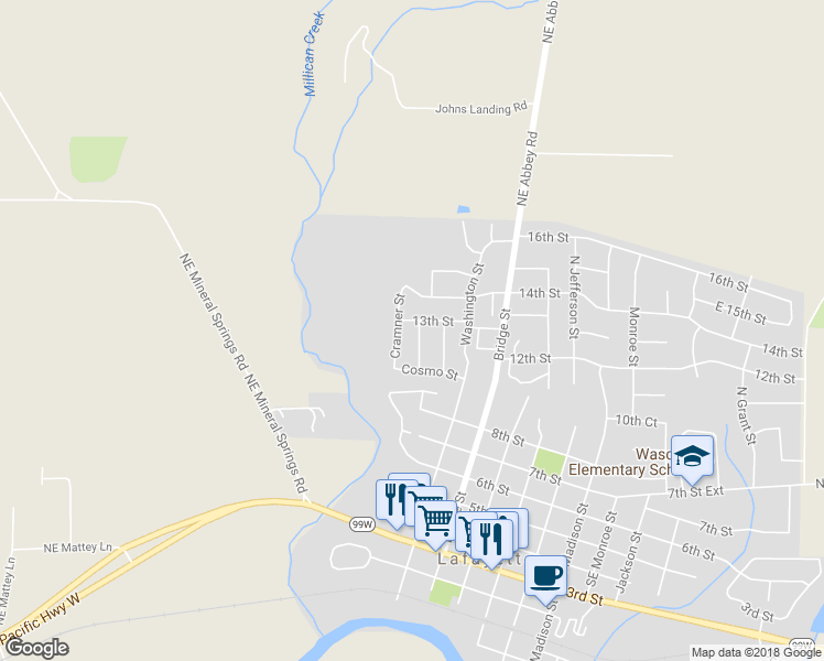 map of restaurants, bars, coffee shops, grocery stores, and more near 1275 Crystal Lane in Lafayette