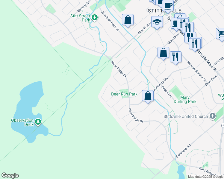 map of restaurants, bars, coffee shops, grocery stores, and more near 681 Birchland Crescent in Ottawa