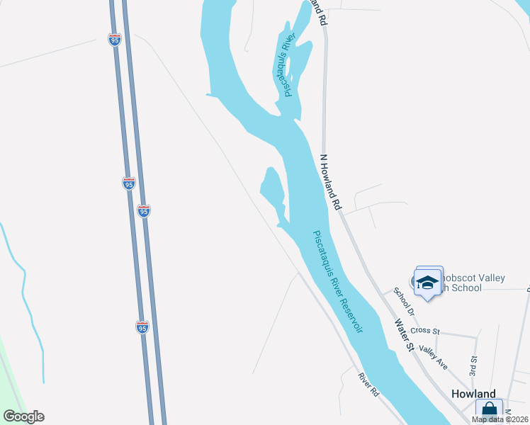 map of restaurants, bars, coffee shops, grocery stores, and more near 100 River Road in Howland