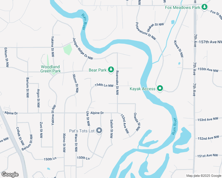 map of restaurants, bars, coffee shops, grocery stores, and more near 4870 154th Lane Northwest in Ramsey
