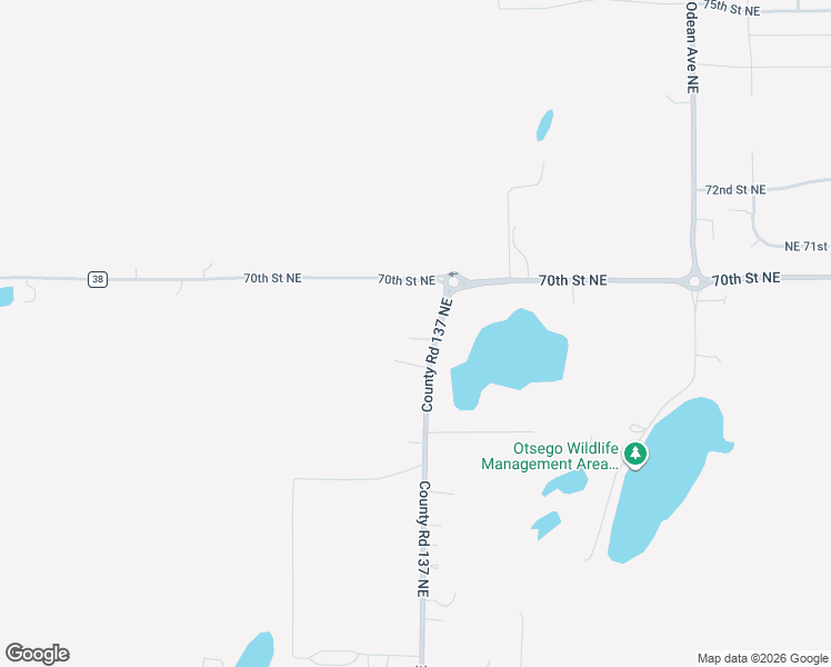 map of restaurants, bars, coffee shops, grocery stores, and more near 6995 Oakwood Avenue Northeast in Otsego