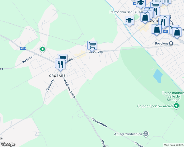 map of restaurants, bars, coffee shops, grocery stores, and more near 42 Via Prato Pelagal in Provincia di Verona