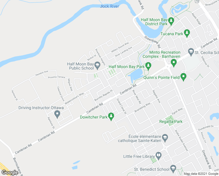 map of restaurants, bars, coffee shops, grocery stores, and more near 2751 Grand Canal Street in Ottawa