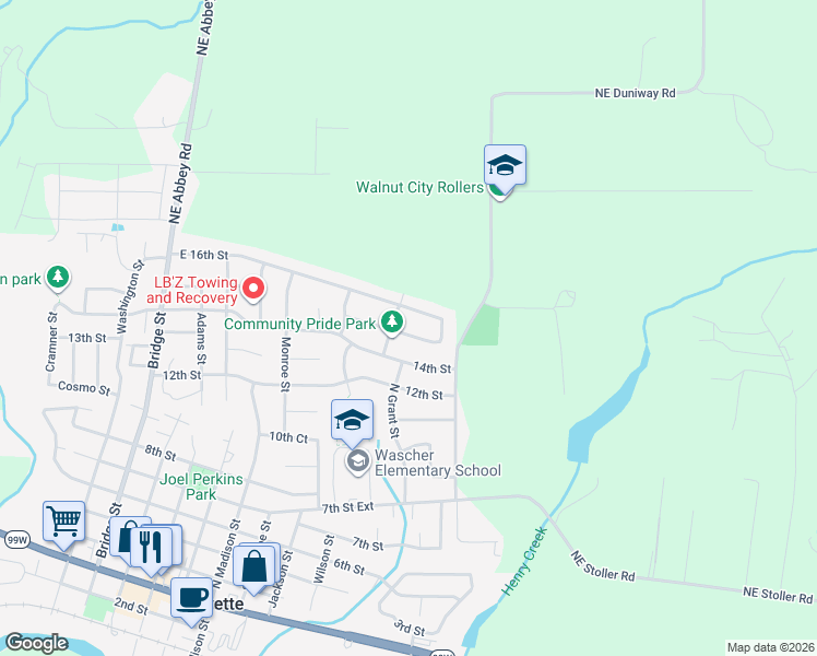 map of restaurants, bars, coffee shops, grocery stores, and more near 1004 14th Street in Lafayette
