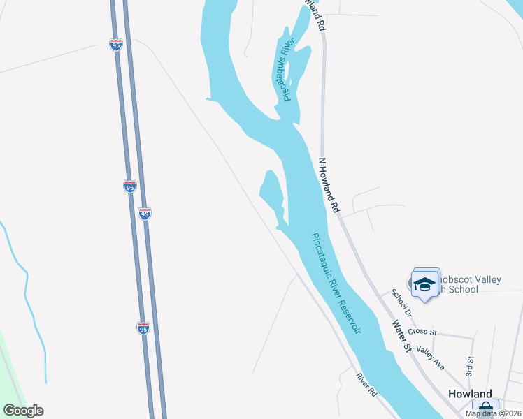 map of restaurants, bars, coffee shops, grocery stores, and more near 100 River Road in Howland