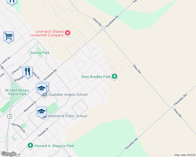 map of restaurants, bars, coffee shops, grocery stores, and more near in Stittsville