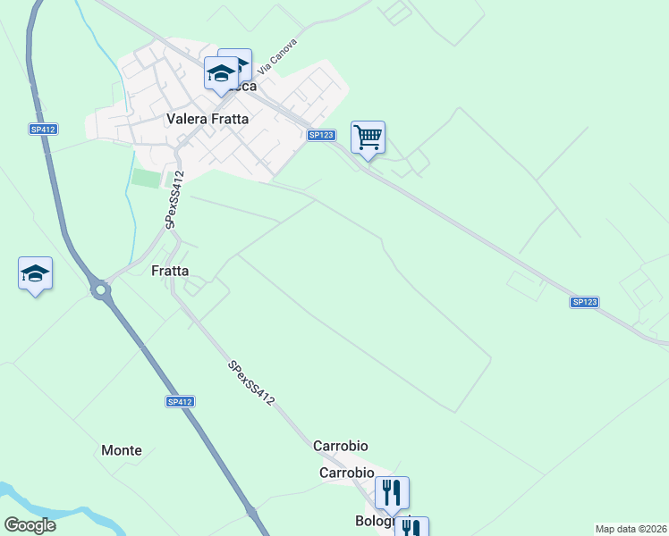 map of restaurants, bars, coffee shops, grocery stores, and more near in Province of Lodi