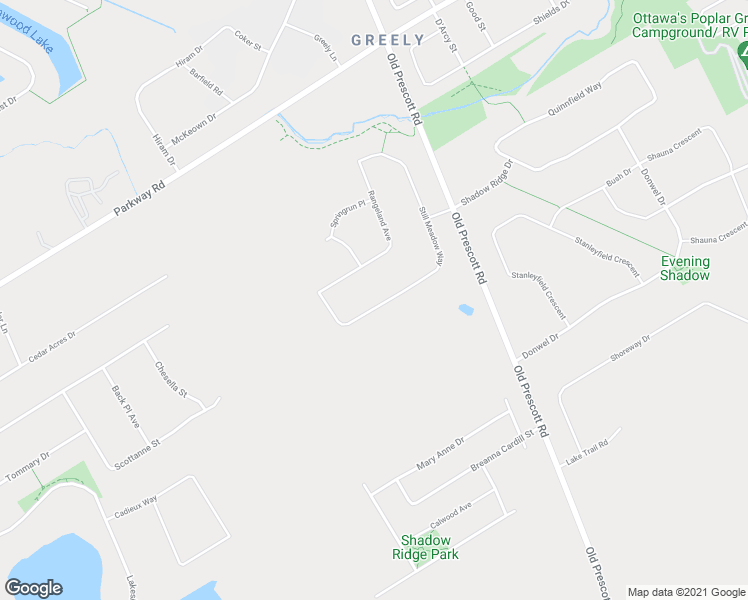 map of restaurants, bars, coffee shops, grocery stores, and more near 7095 Still Meadow Way in Ottawa